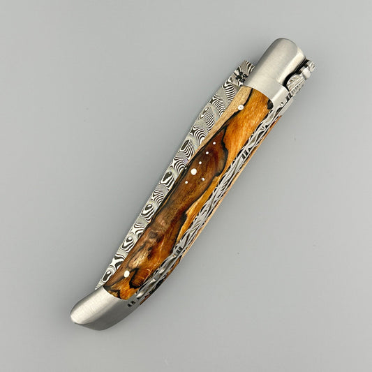 Laguiole en Aubrac Balbach Damascus Double-Plated Knife – Aubrac Wood