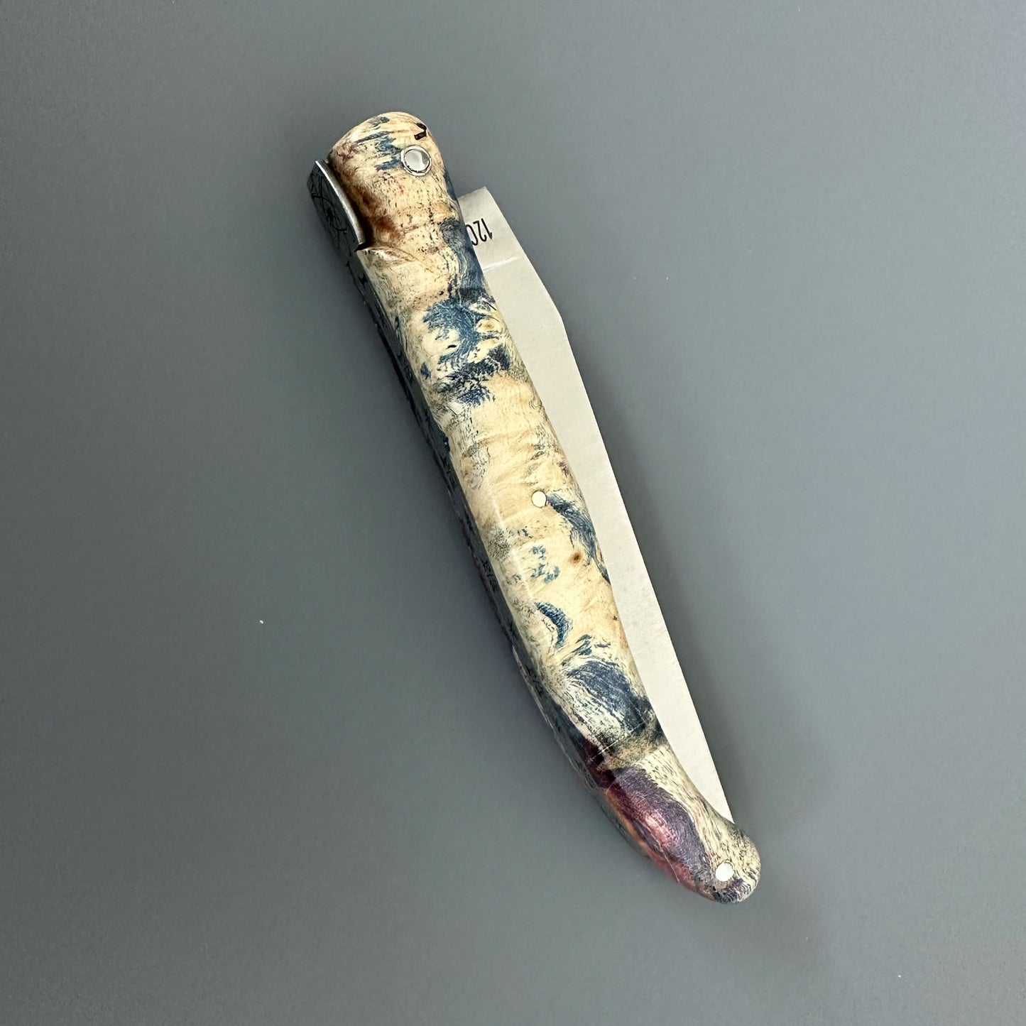 Laguiole en Aubrac Folding Knife Cosmos Series with Big Bang Bee, Fire Elder Burl, 4.8-in