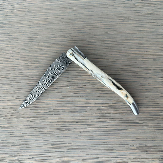 Laguiole en Aubrac — Origine Tour Eiffel Limited Edition Folding Knife | Ivory Crust Handle, Damascus Blade