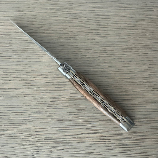 Laguiole en Aubrac Feather Series Folding Knife Double-Plated Fly # 15, Walnut Wood