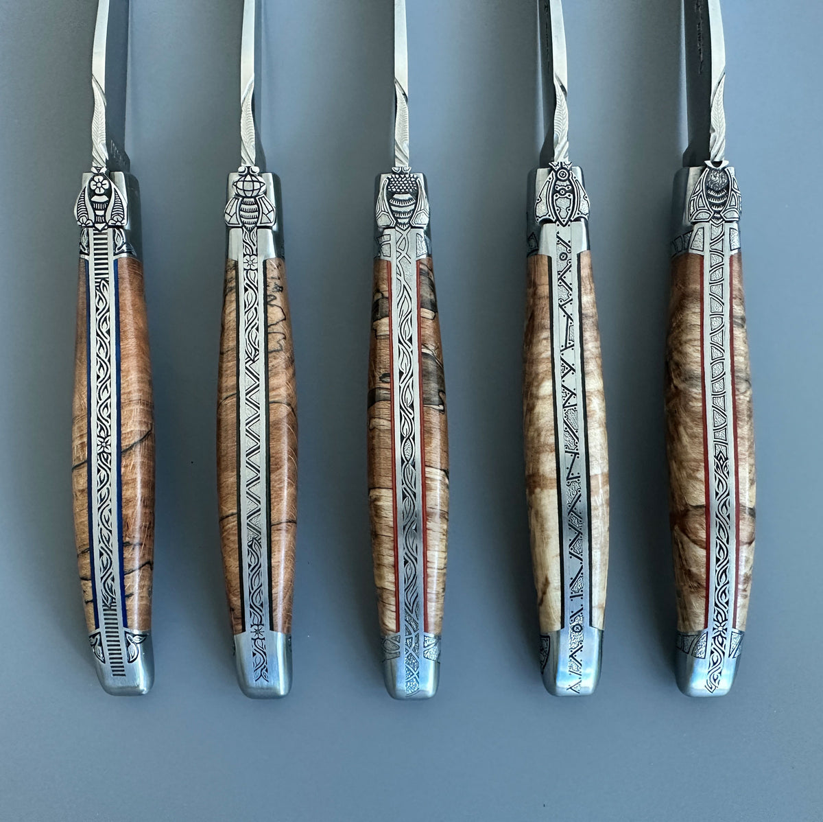 Laguiole en Aubrac Belle Pièce — Gothic Bee Folding Knife, Spalted Aubrac Wood