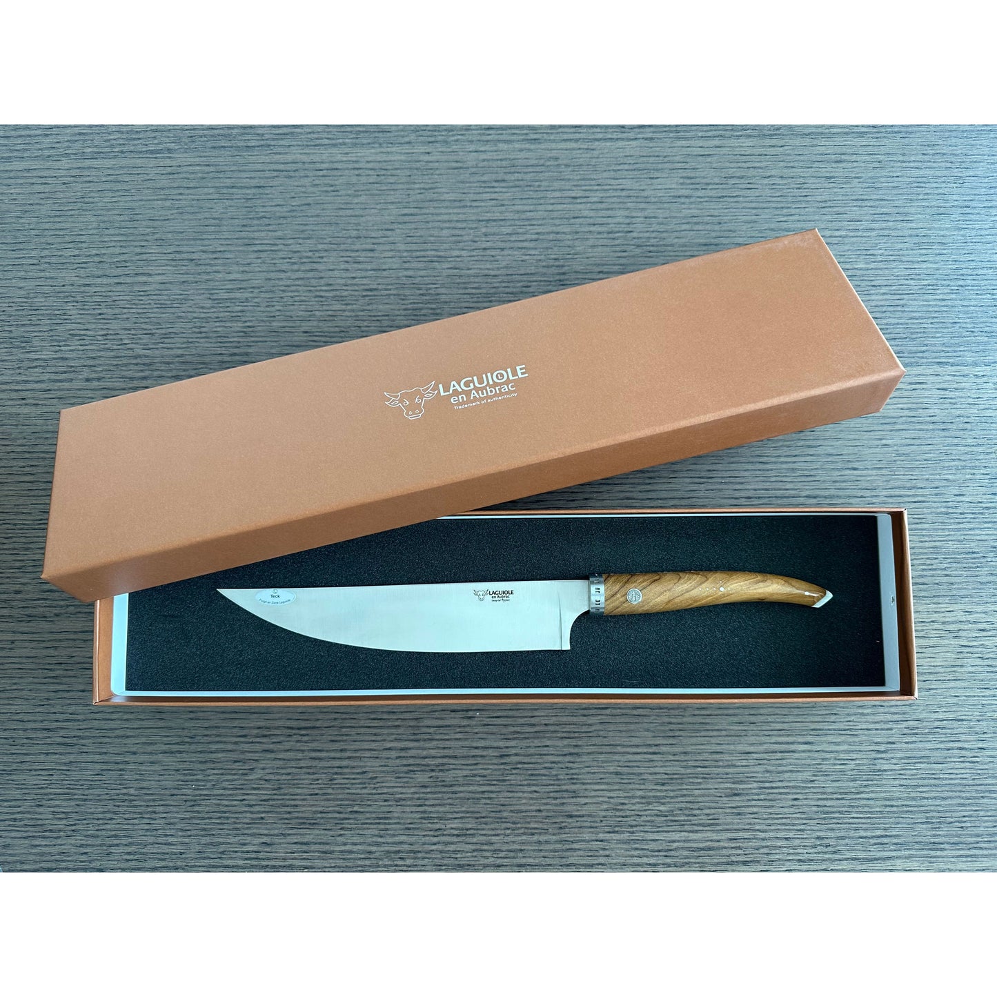 Laguiole en Aubrac Gourmet Cuisine Chef's Knife With Teak Wood Handle, 7-In