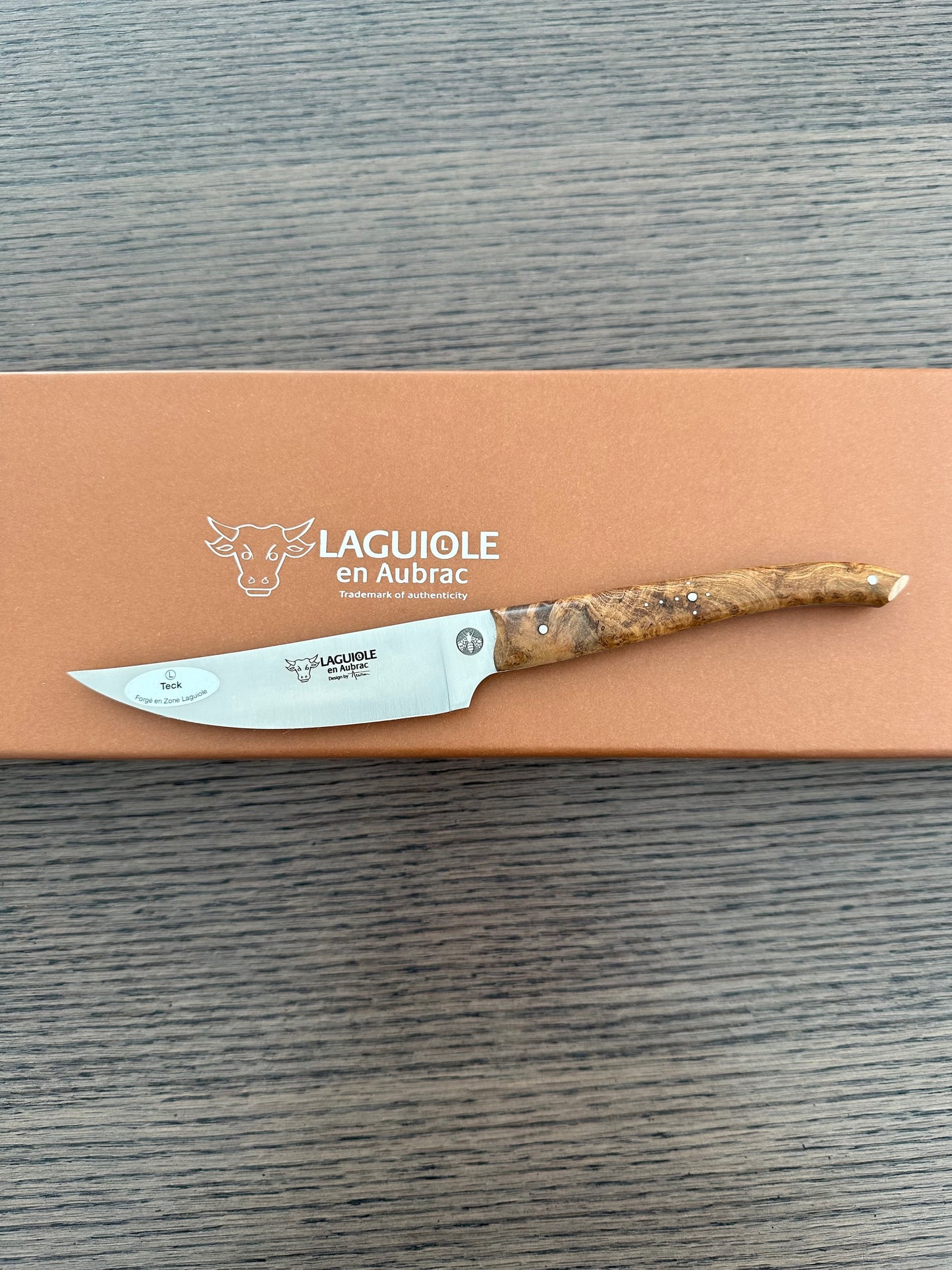 Laguiole en Aubrac Handcrafted Gourmet Cuisine Paring Knife with Teak Wood Handle