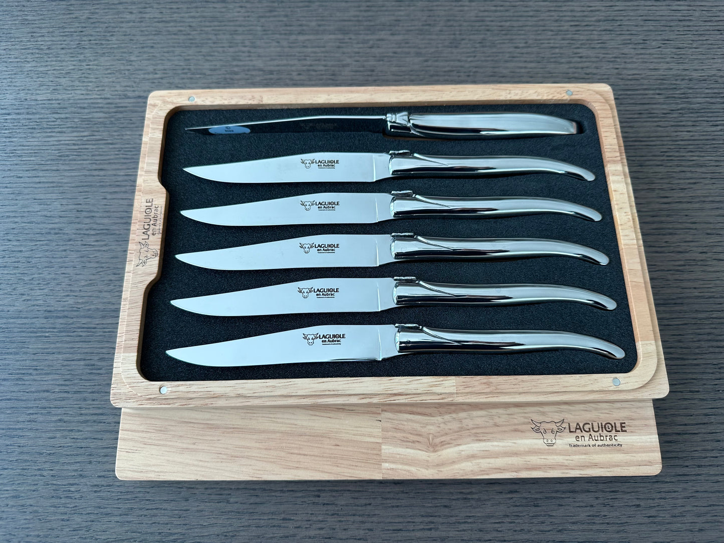 Laguiole en Aubrac Handcrafted Polished Stainless 6-Piece Steak Knife Set