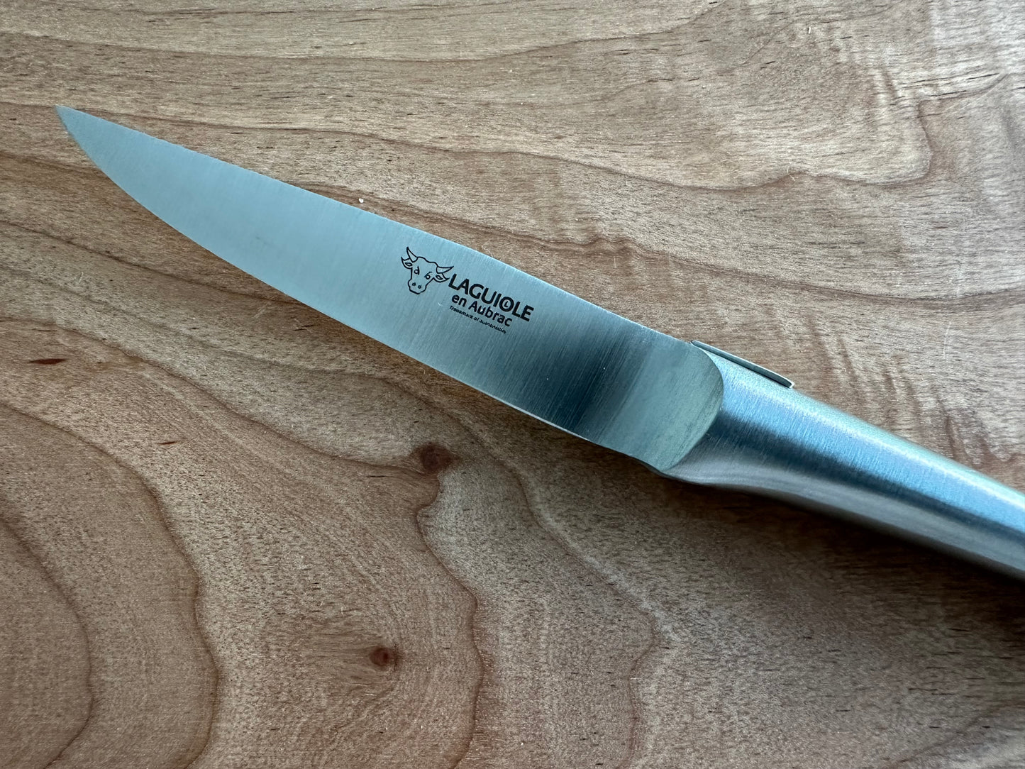 Laguiole en Aubrac Handcrafted 6-Piece Steak Knife Set with Matte Stainless Steel Handles