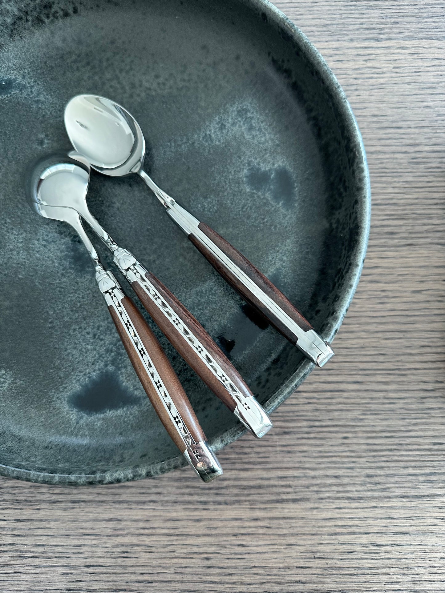 Laguiole en Aubrac Handcrafted 6-Piece Dinner Spoon Set with Morado Rosewood Handles