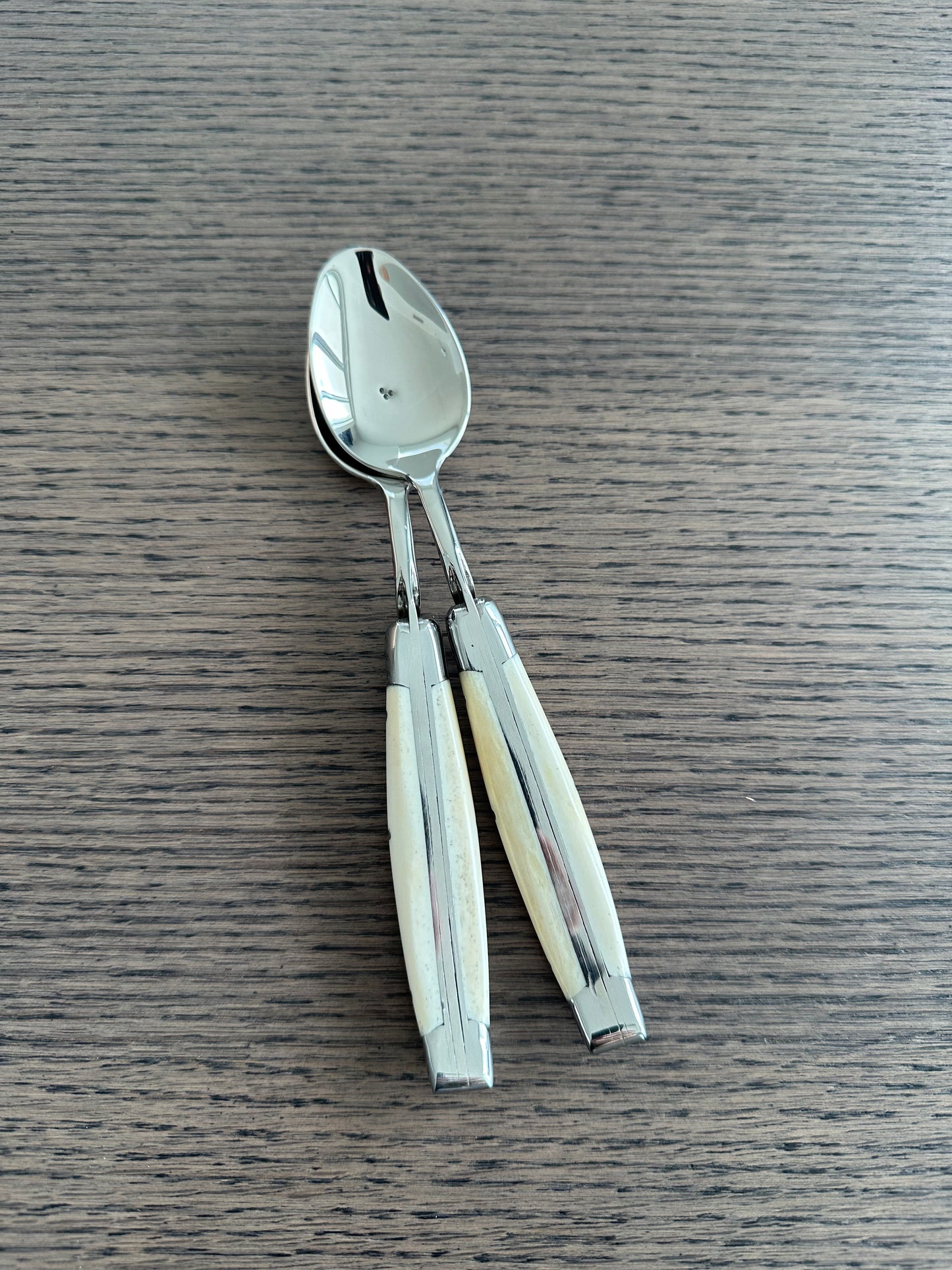 Laguiole en Aubrac Handcrafted 6-Piece Dessert Spoon Set with Bone Handles