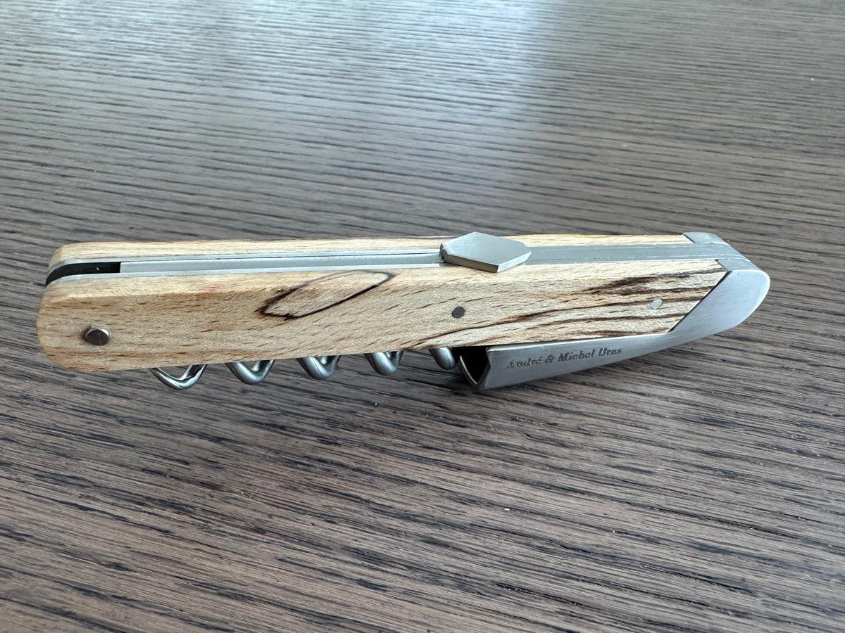 Laguiole en Aubrac Sommelier DeLuxe Waiter's Corkscrew With Beechwood Handle, Andre & Michel Bras Edition - LaguioleEnAubracShop