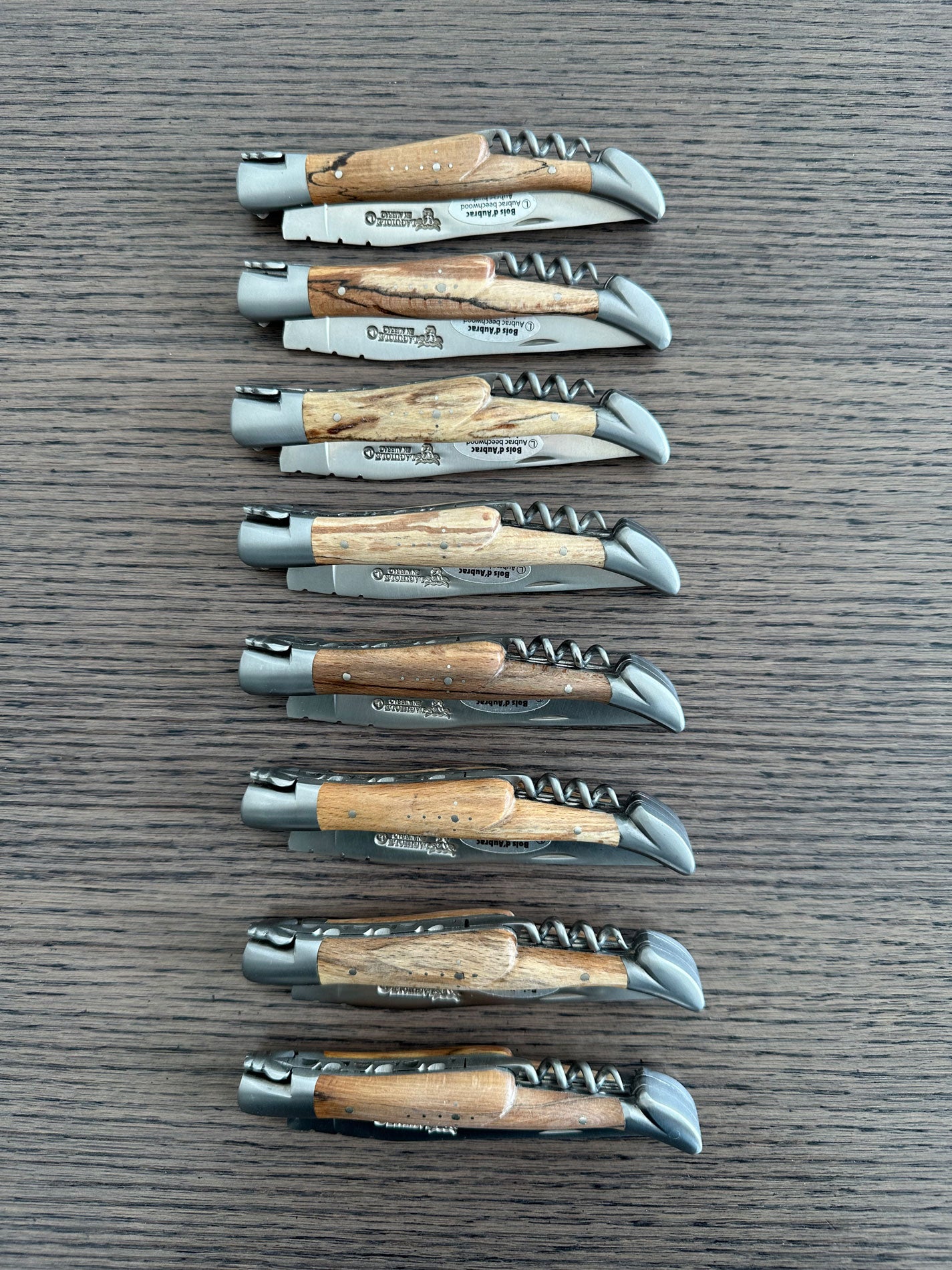 มีดอเนกประสงค์ Laguiole en Aubrac Handcrafted Plated พร้อม Corkscrew ด้ามไม้ Aubrac 4.75 นิ้ว