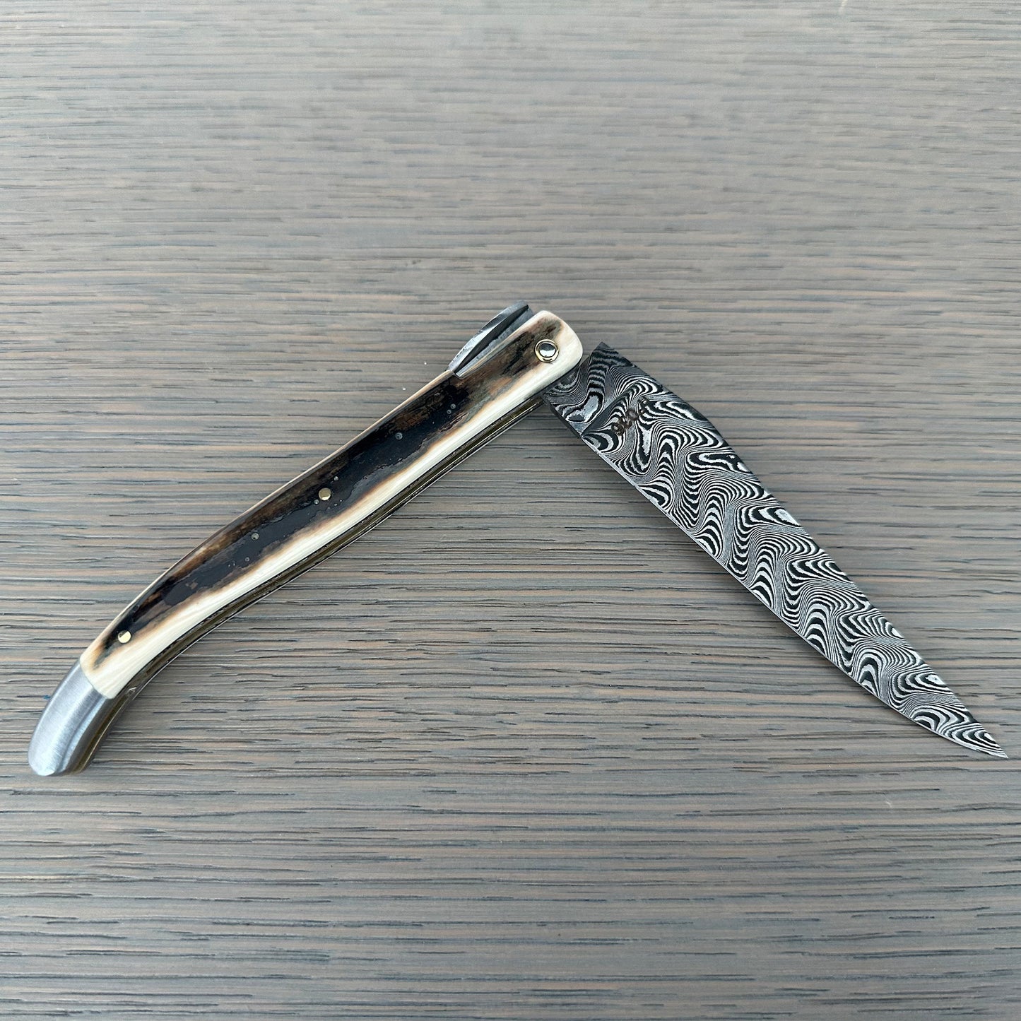 Laguiole en Aubrac — Origine Tour Eiffel Limited Edition Folding Knife | Ivory Crust Handle, Damascus Blade