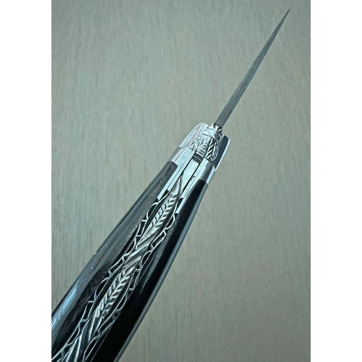 Laguiole en Aubrac Explosion Damascus Double Plated Knife Buffalo Horn Handle, 4.7"