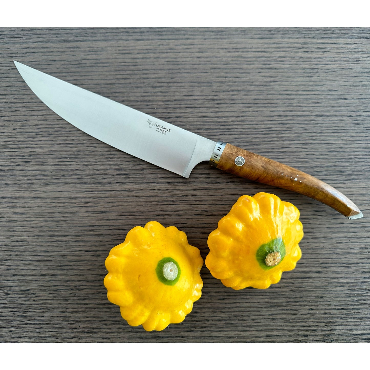 Laguiole en Aubrac Handcrafted Gourmet Cuisine Chef's Knife With Teak Wood Handle, 8-Inches