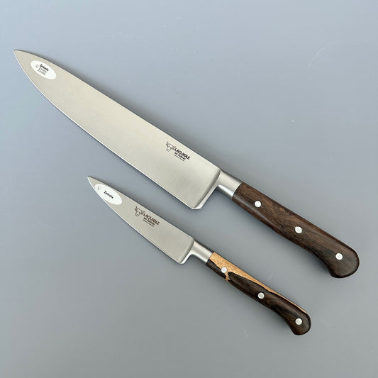 Laguiole en Aubrac Professional Stainless Fully Forged Steel Starter 2-Piece Kitchen Knife Set With Ziricote Handles