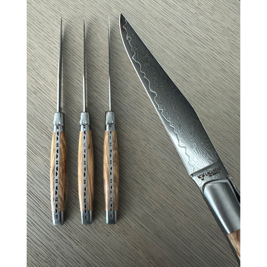 Laguiole en Aubrac Juego de cuchillos para bistec de 6 piezas chapados a mano con mangos de cuerno macizo