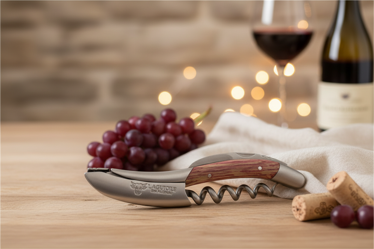 Laguiole en Aubrac Sommelier Sacacorchos Sacacorchos, Barril Madera Mango Rojo Teñido