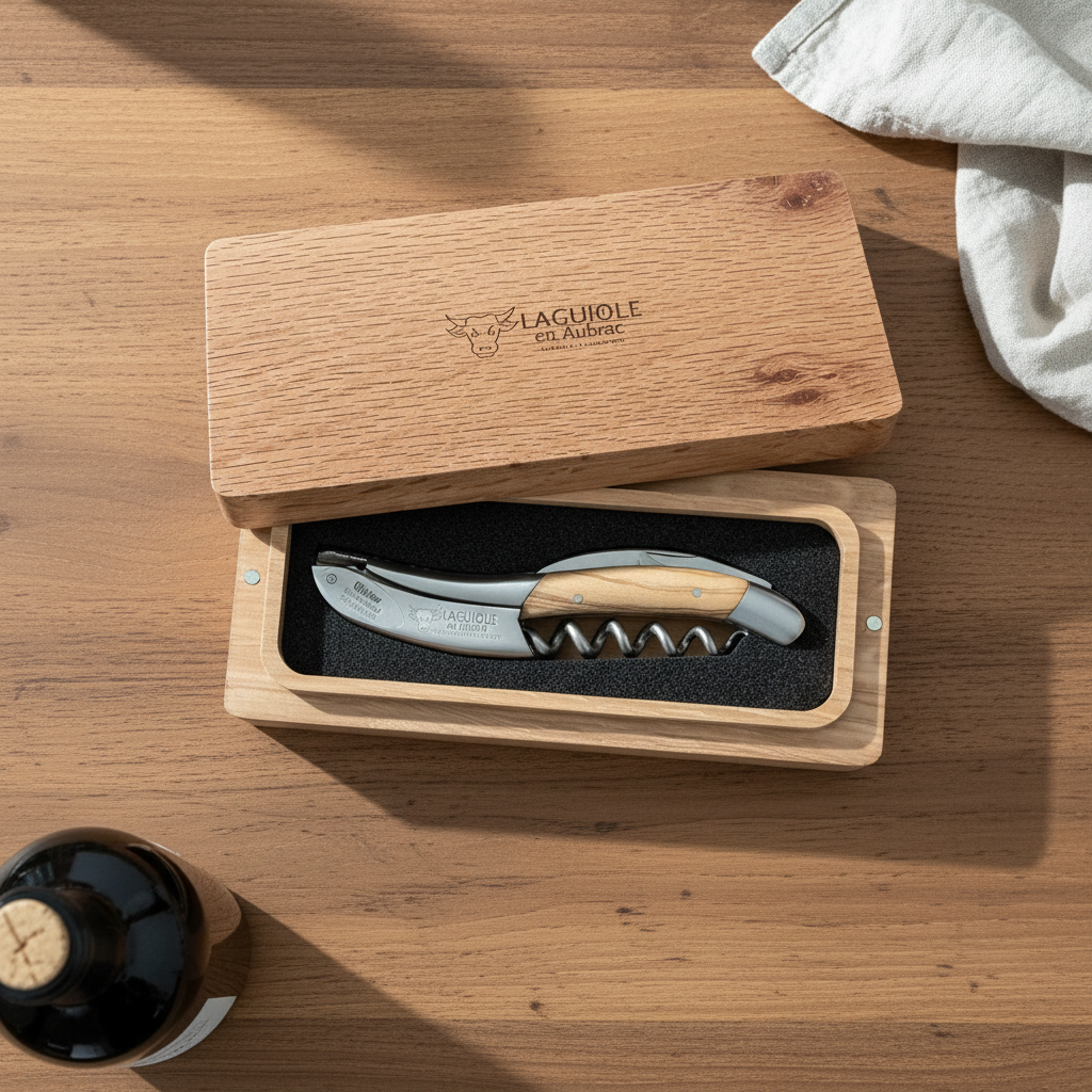 Laguiole En Aubrac DeLuxe No7 Sommelier Waiter's Corkscrew พร้อมด้ามไม้มะเกลือ