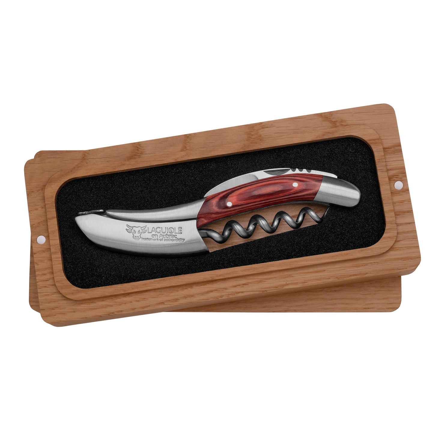 Handcrafted Sommelier Waiter's Corkscrew with Red Pakawood Handle by Laguiole en Aubrac