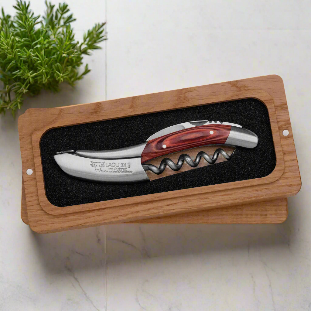 Handcrafted Sommelier Waiter's Corkscrew with Red Pakawood Handle by Laguiole en Aubrac