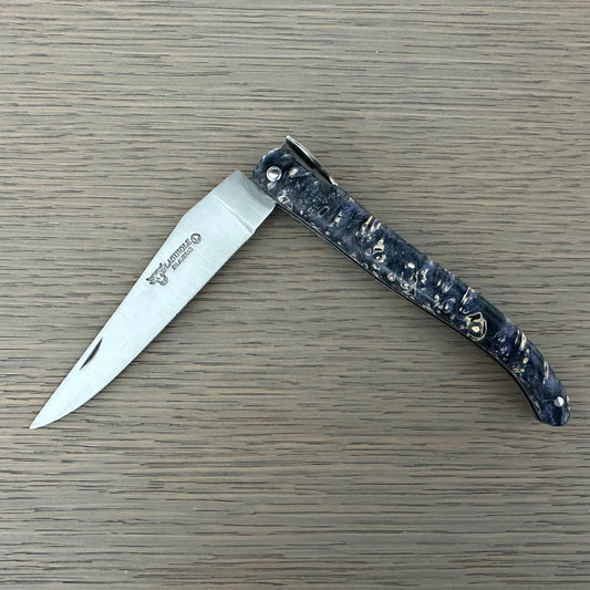 Laguiole en Aubrac Folding Knife Secret Garden Series Evergreen Bee with Elder Burl, 4.8-in