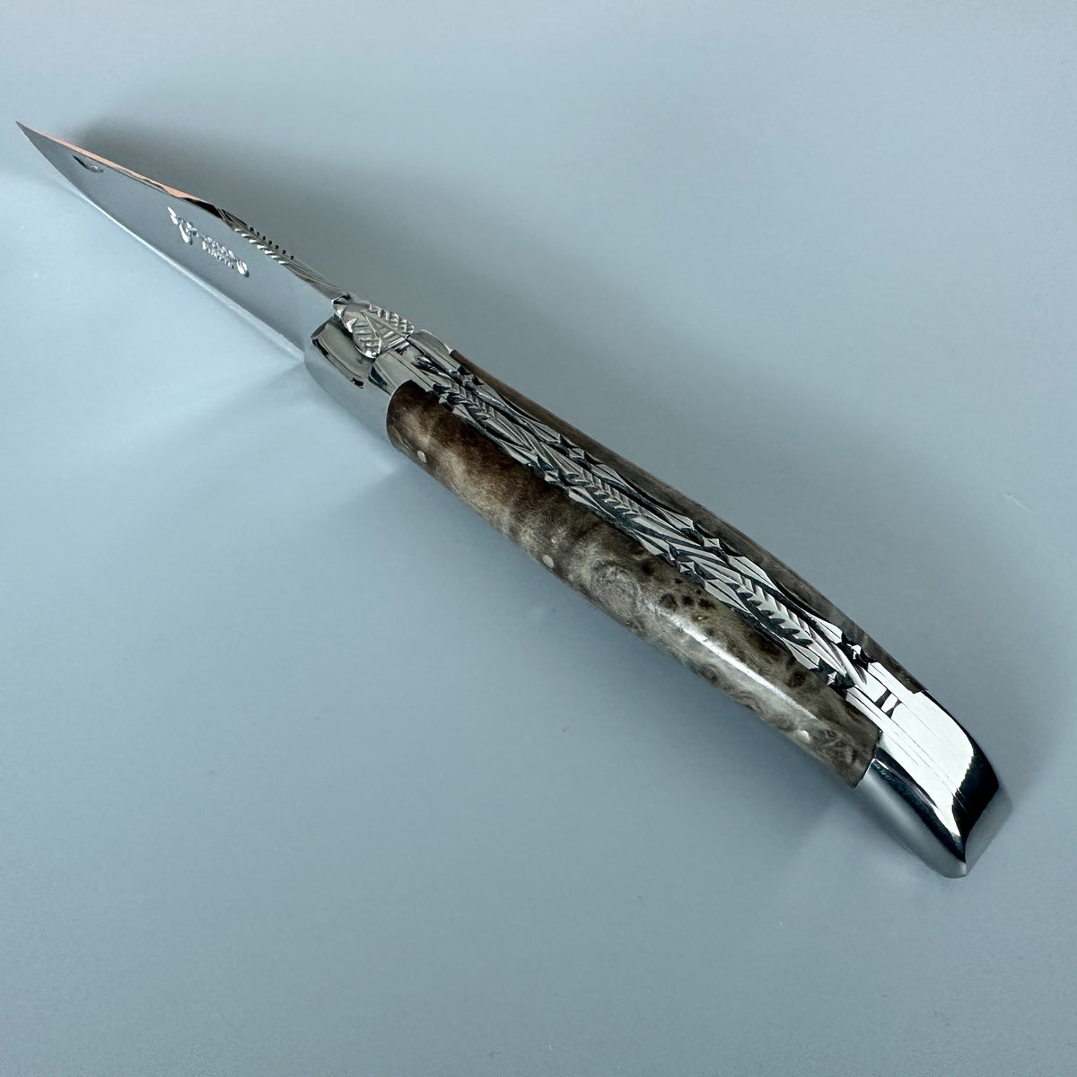 Laguiole en Aubrac Double-Plated Folding Knife – Blackened Poplar Burl