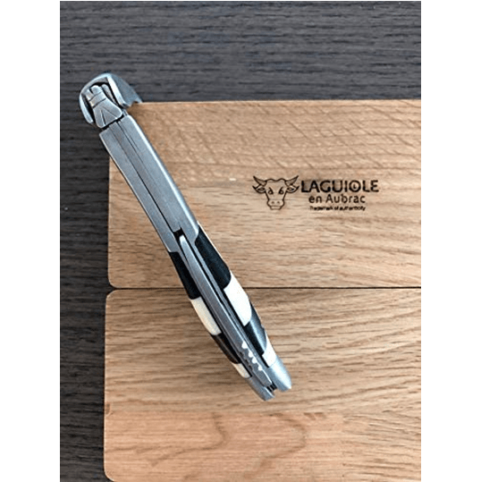 Laguiole en Aubrac Sommelier Waiter's Corkscrew with Ebony & Bone Checkerboard Handle, Satin Finish - LaguioleEnAubracShop