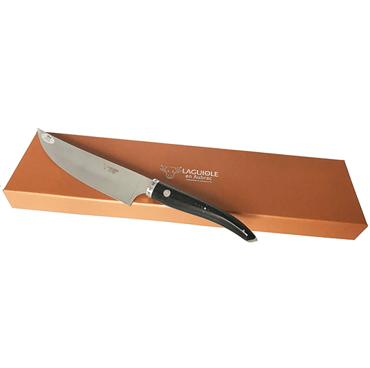 Laguiole en Aubrac Handcrafted Cuisine Gourmet Chef's Knife with Ebony Wood Handle, 7-in - LaguioleEnAubracShop