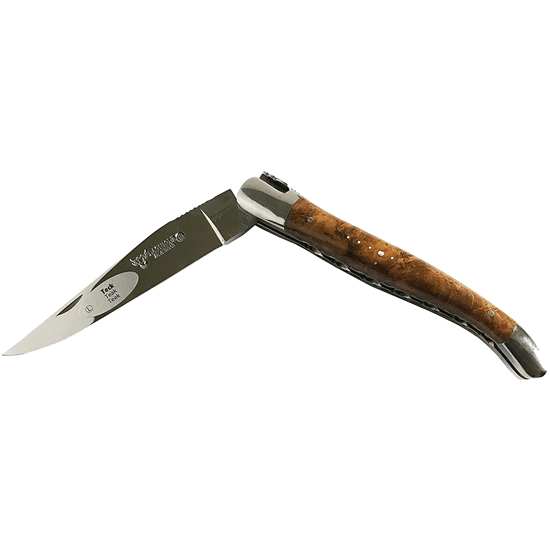 Laguiole en Aubrac Handcrafted Luxury Double Plated Multipurpose Knife with Teak Handle, 4.75-inches - LaguioleEnAubracShop