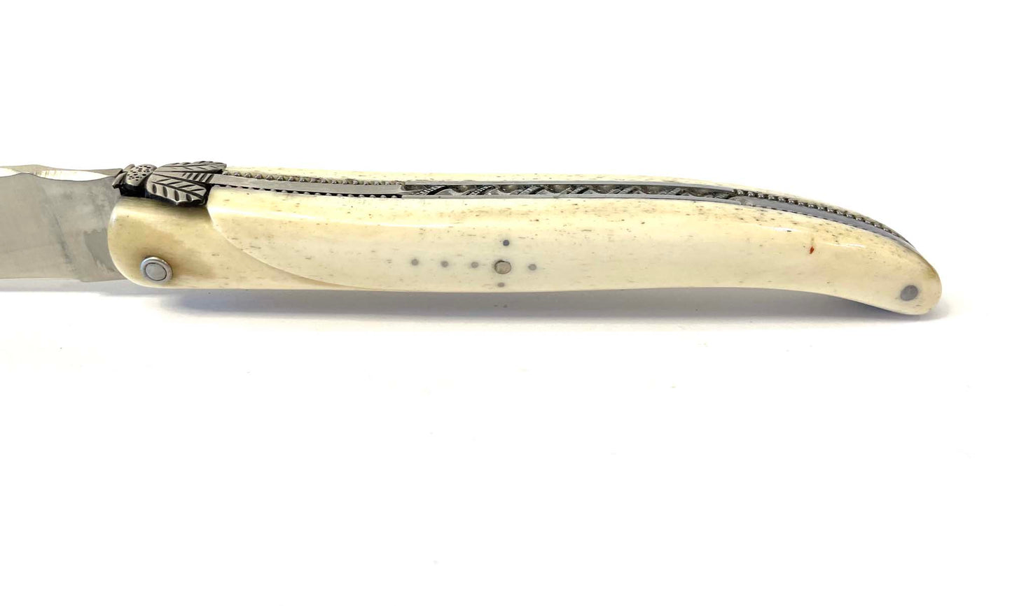 Laguiole en Aubrac Handcrafted Double Plated Multipurpose Knife, Full Bone Handle, 4-inches - LaguioleEnAubracShop