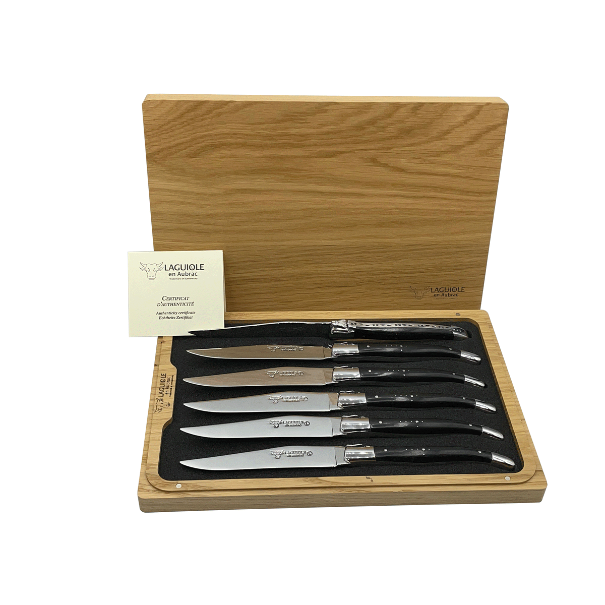 Set of 6 Laguiole en Aubrac Steak Knives Stainless Steel Shiny