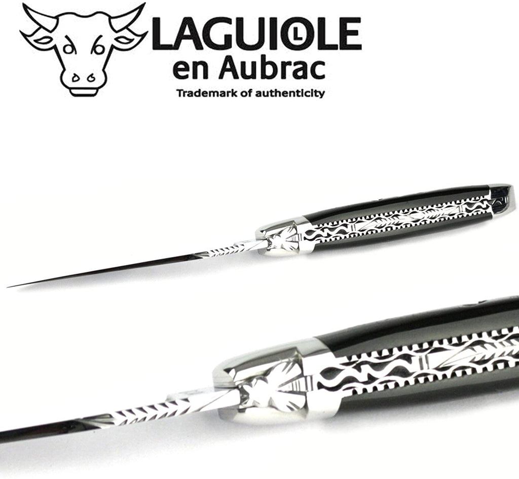 Laguiole en Aubrac Handcrafted Double Plated Multipurpose Knife, Buffalo Crust Handle, 4.75 inches - LaguioleEnAubracShop