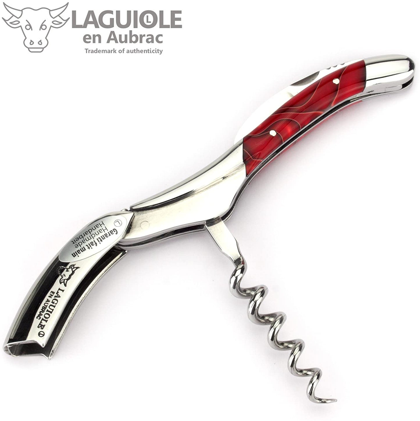 Laguiole en Aubrac Sommelier Waiter's Corkscrew with Marshmallow Red Handle - LaguioleEnAubracShop