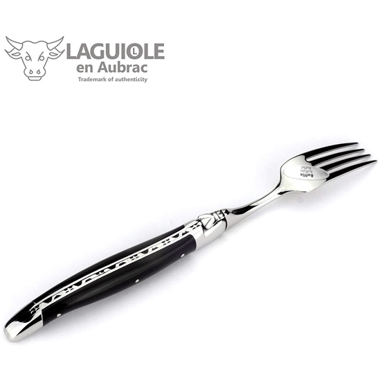 Laguiole en Aubrac Set of 4 Handcrafted French Steak Knives and 4 Forks with Buffalo Horn Handles - LaguioleEnAubracShop