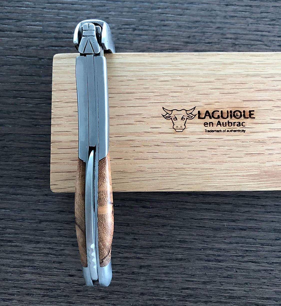Laguiole en Aubrac Sommelier Waiter's Corkscrew with Teak Burl Wood Handle - LaguioleEnAubracShop
