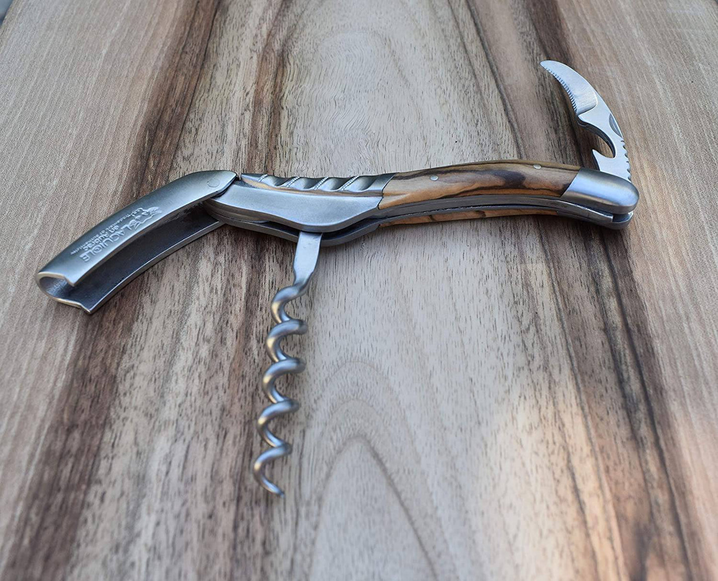 Laguiole en Aubrac Sommelier DeLuxe Waiter's Corkscrew with Olivewood Handle & Twisted Bolster - LaguioleEnAubracShop