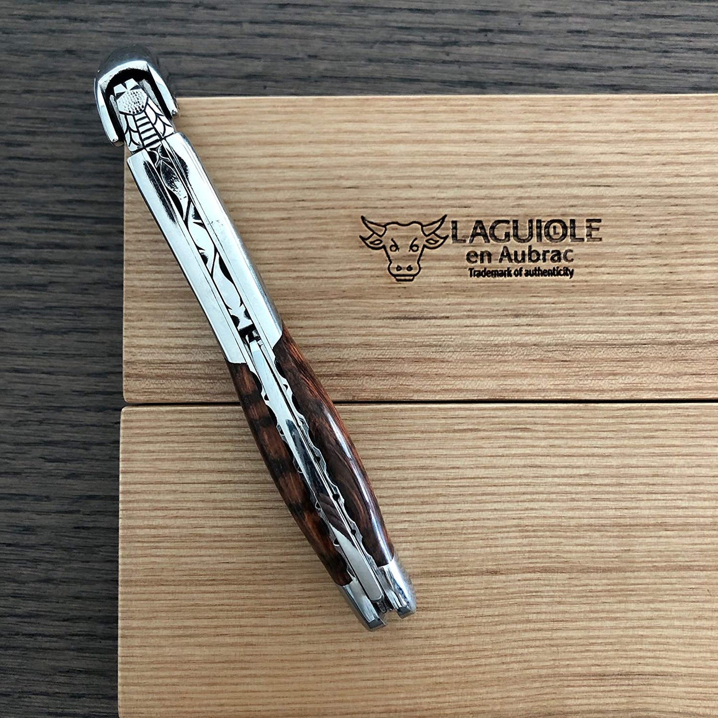 Laguiole en Aubrac Sommelier DeLuxe No 6 Waiter's Corkscrew with Amourette Snakewood Handle - LaguioleEnAubracShop