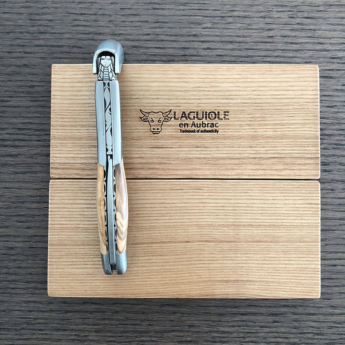 Laguiole en Aubrac Sommelier DeLuxe No 7 Waiter's Corkscrew with Olivewood Handle - LaguioleEnAubracShop