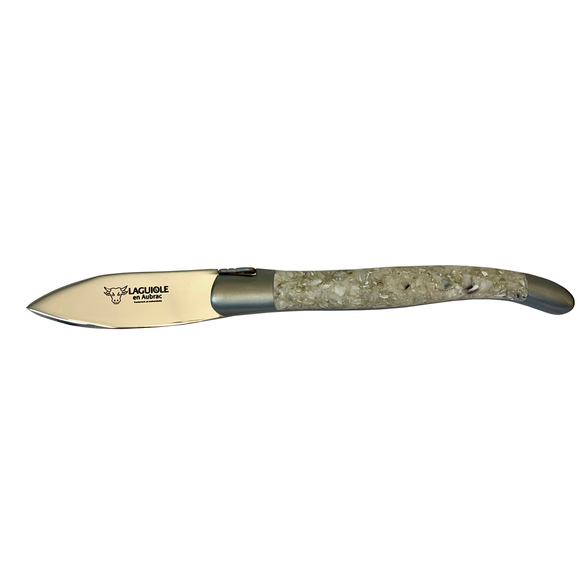 Laguiole en Aubrac Handcrafted Oyster Knife with Shell Resin Handle, 2.5-Inches - LaguioleEnAubracShop