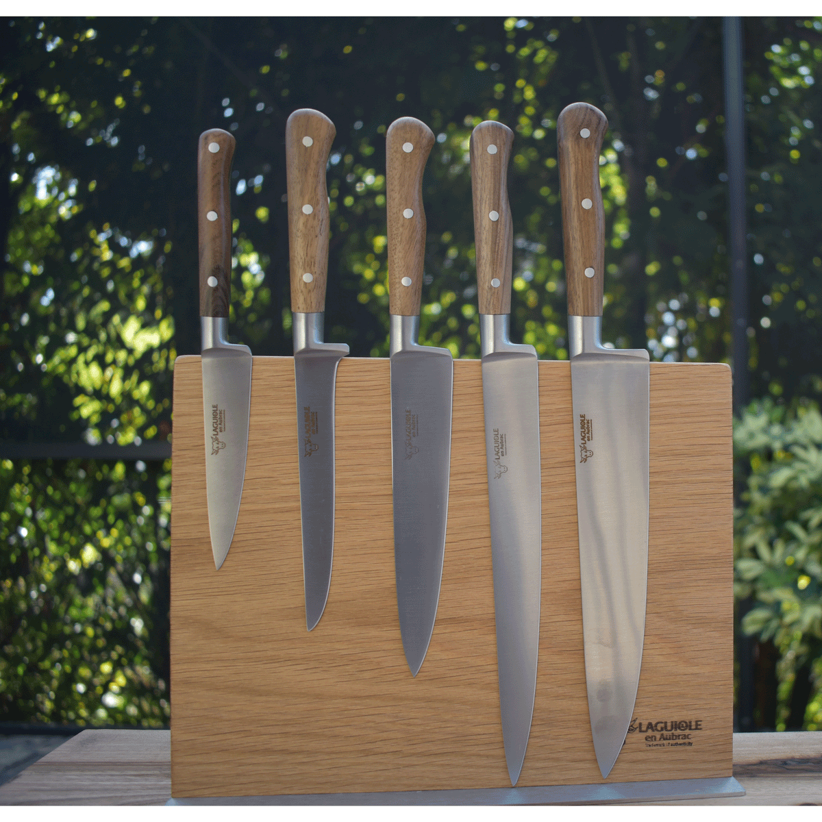 Laguiole en Aubrac Kitchen Knives with Oak Block, Set of 6, Ebony – Be Home