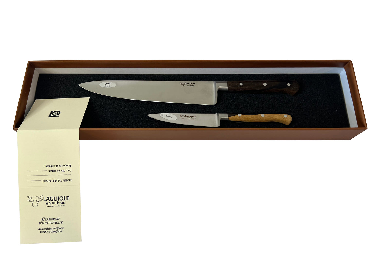 Laguiole en Aubrac Professional Stainless Fully Forged Steel Starter 2-Piece Premium Kitchen Knife Set With Ziricote Handles - LaguioleEnAubracShop