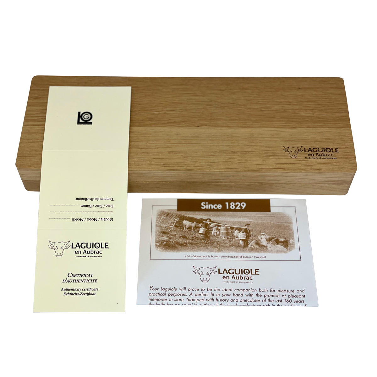 Laguiole en Aubrac Luxury Handcrafted Stainless Steel & Brass Double Plated 2-Piece Steak Knife Set with Juniper Wood Handles - LaguioleEnAubracShop