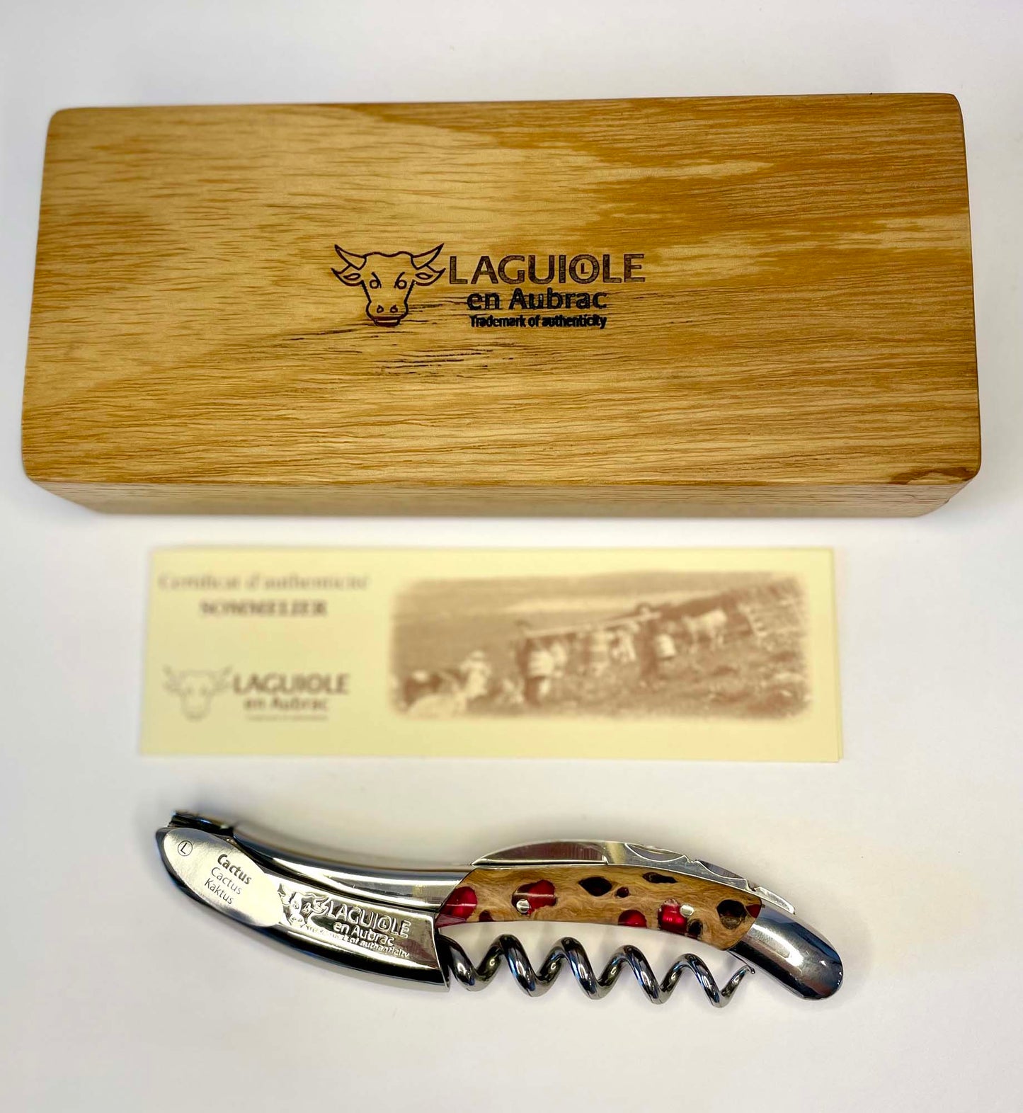 Laguiole en Aubrac Sommelier Waiter's Corkscrew with Cactus Fuchsia Handle - LaguioleEnAubracShop