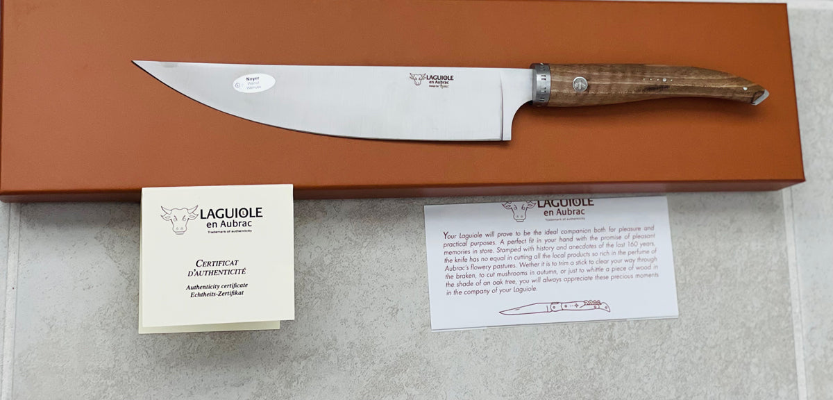 Laguiole en Aubrac Handcrafted Cuisine Gourmet Chef's Knife With Walnut Wood Handle, 8-Inches - LaguioleEnAubracShop