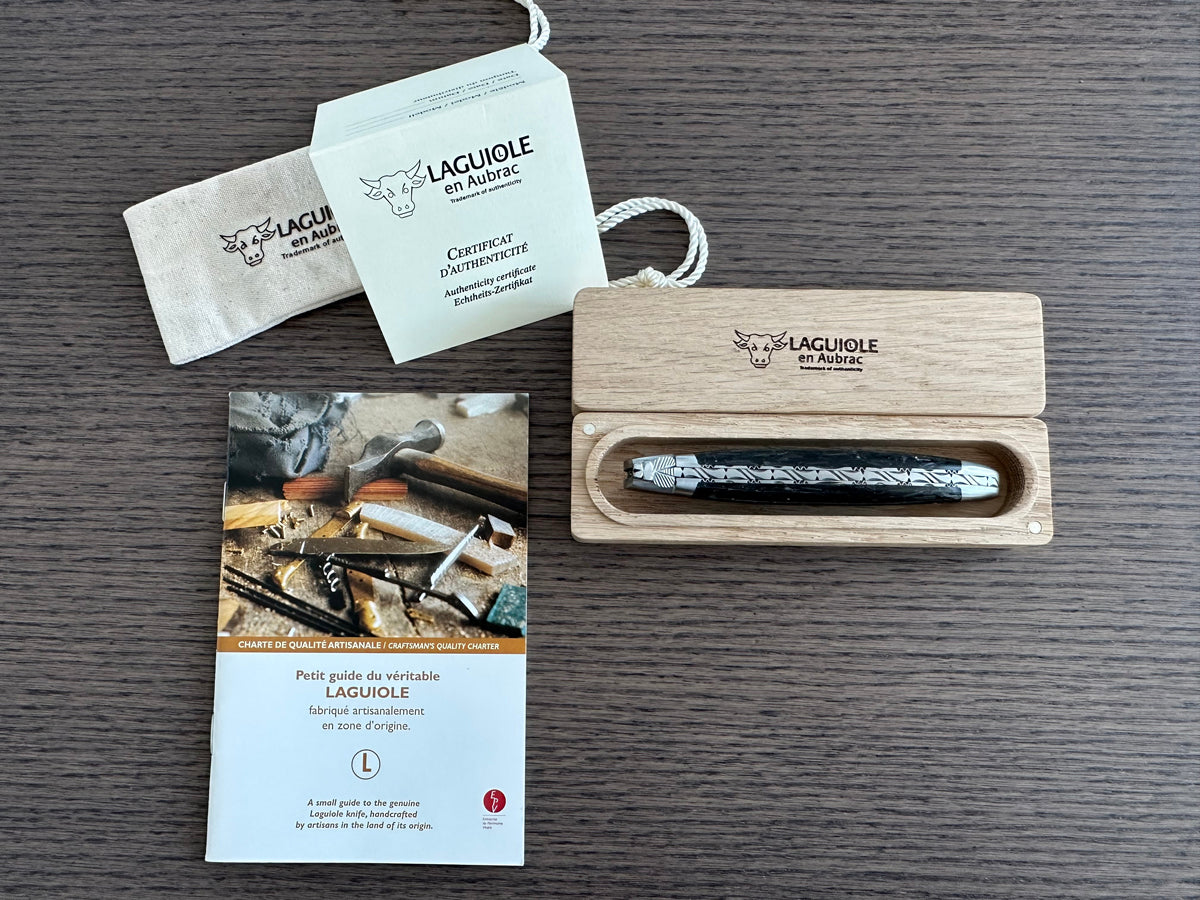 Laguiole en Aubrac Handcrafted Double Plated Multipurpose Knife With Silver Carbon Handle, 4.75-Inches - LaguioleEnAubracShop