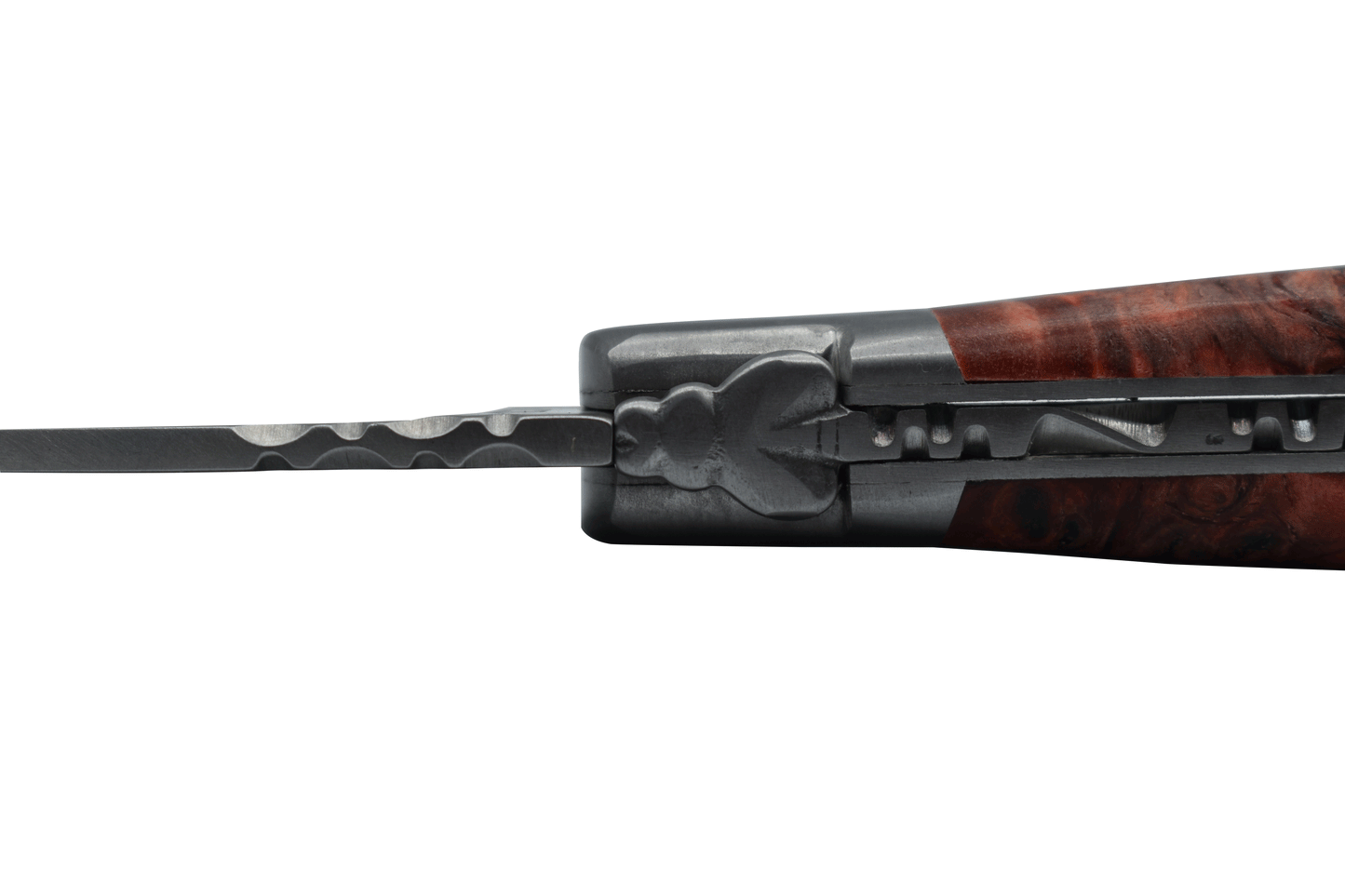 Laguiole en Aubrac Handcrafted Plated Multipurpose Knife, Red Poplar Burl Wood Handle, 4.75 inches - LaguioleEnAubracShop