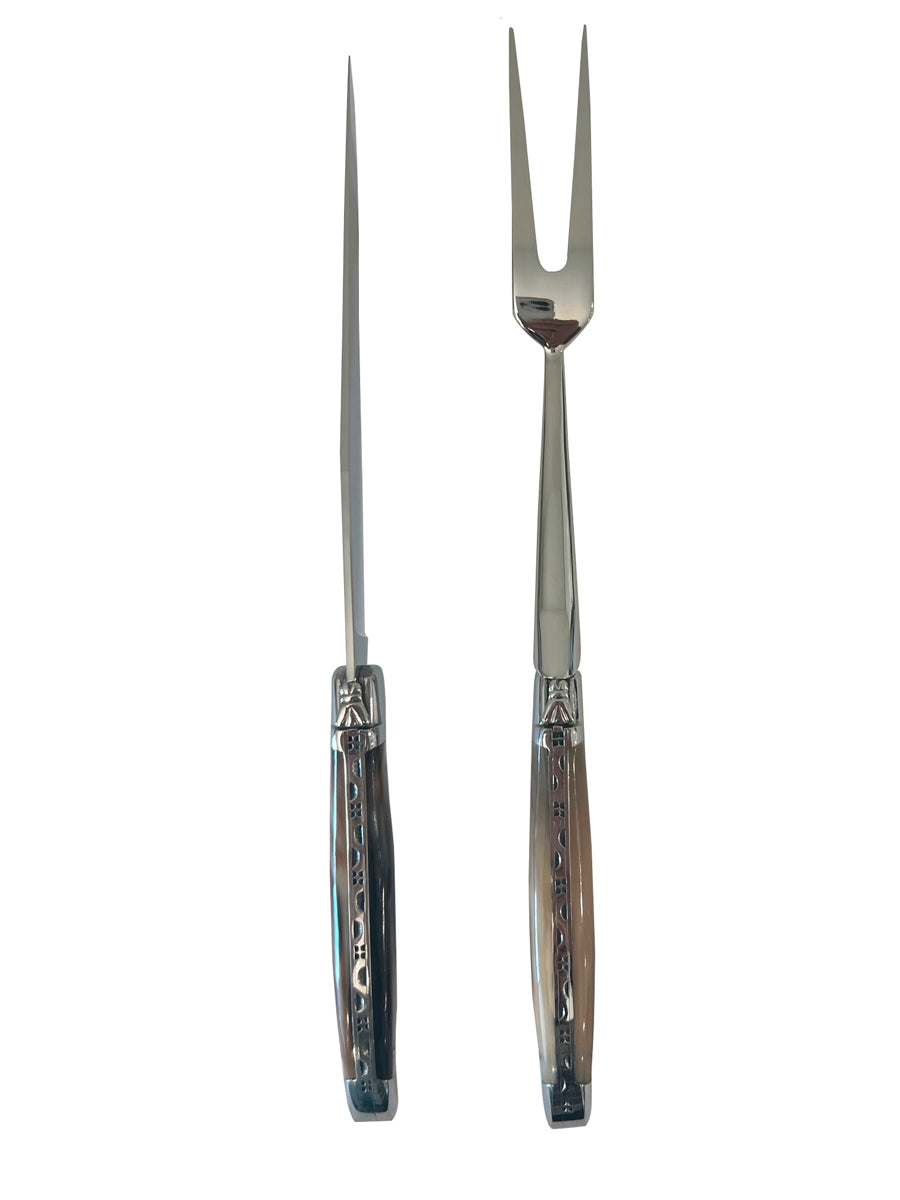 Laguiole en Aubrac Luxury 28-Piece Handcrafted Flatware Set With Solid Horn With Veins Handle - LaguioleEnAubracShop