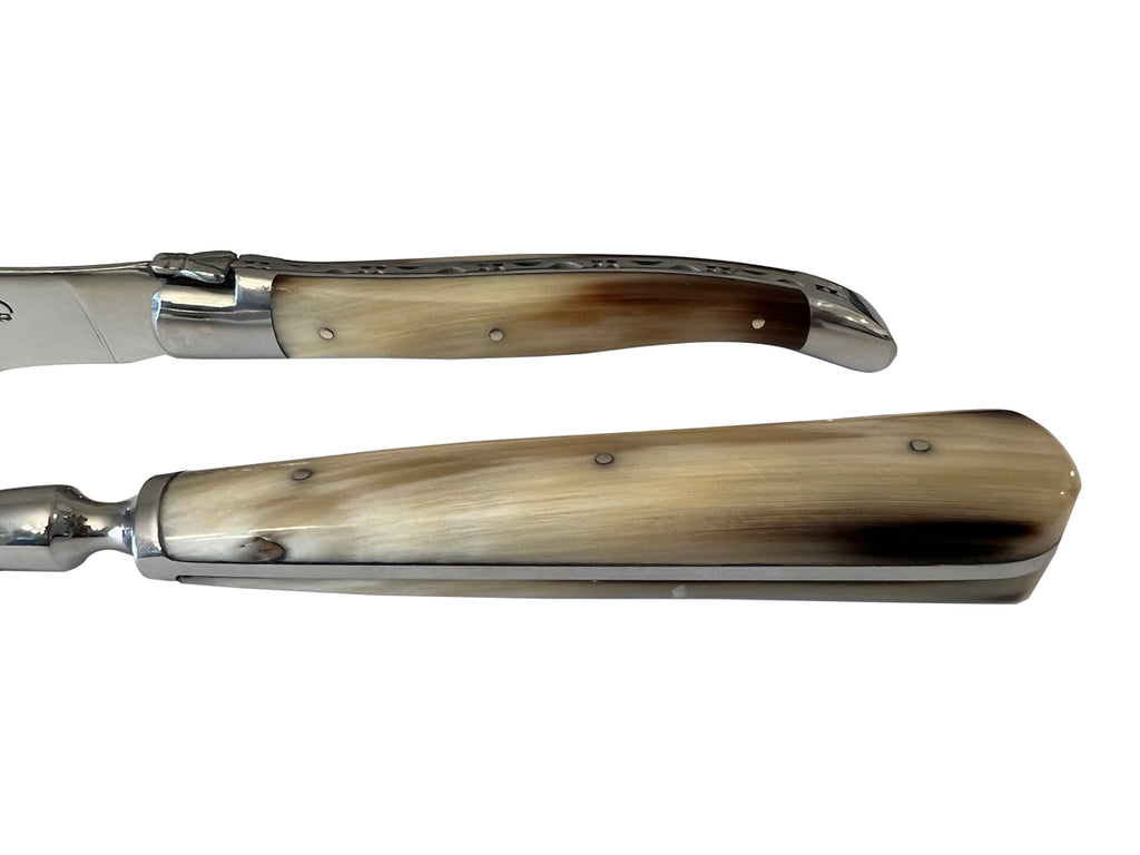 Laguiole en Aubrac Luxury 28-Piece Handcrafted Flatware Set With Solid Horn With Veins Handle - LaguioleEnAubracShop