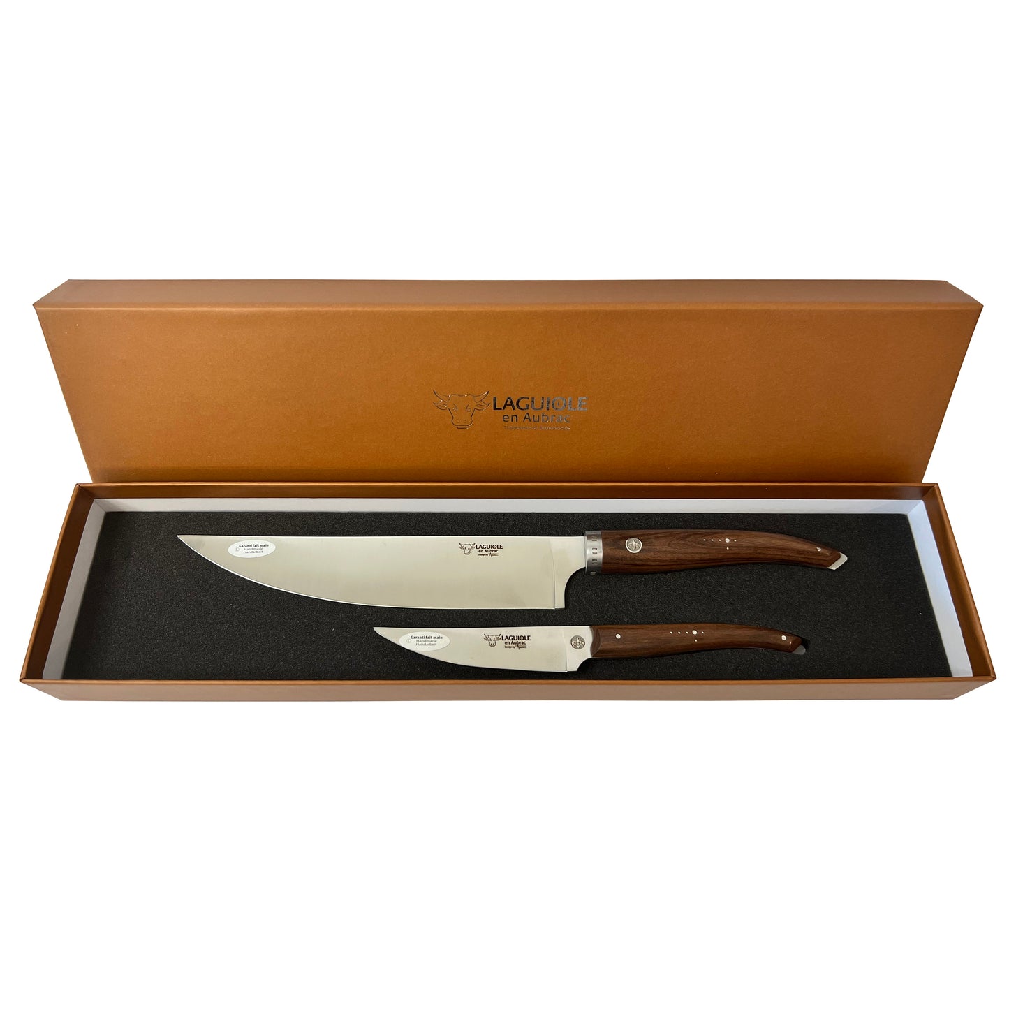 Laguiole en Aubrac Handcrafted 2-Piece Kitchen Knife Set with Morado Rosewood Handles - LaguioleEnAubracShop