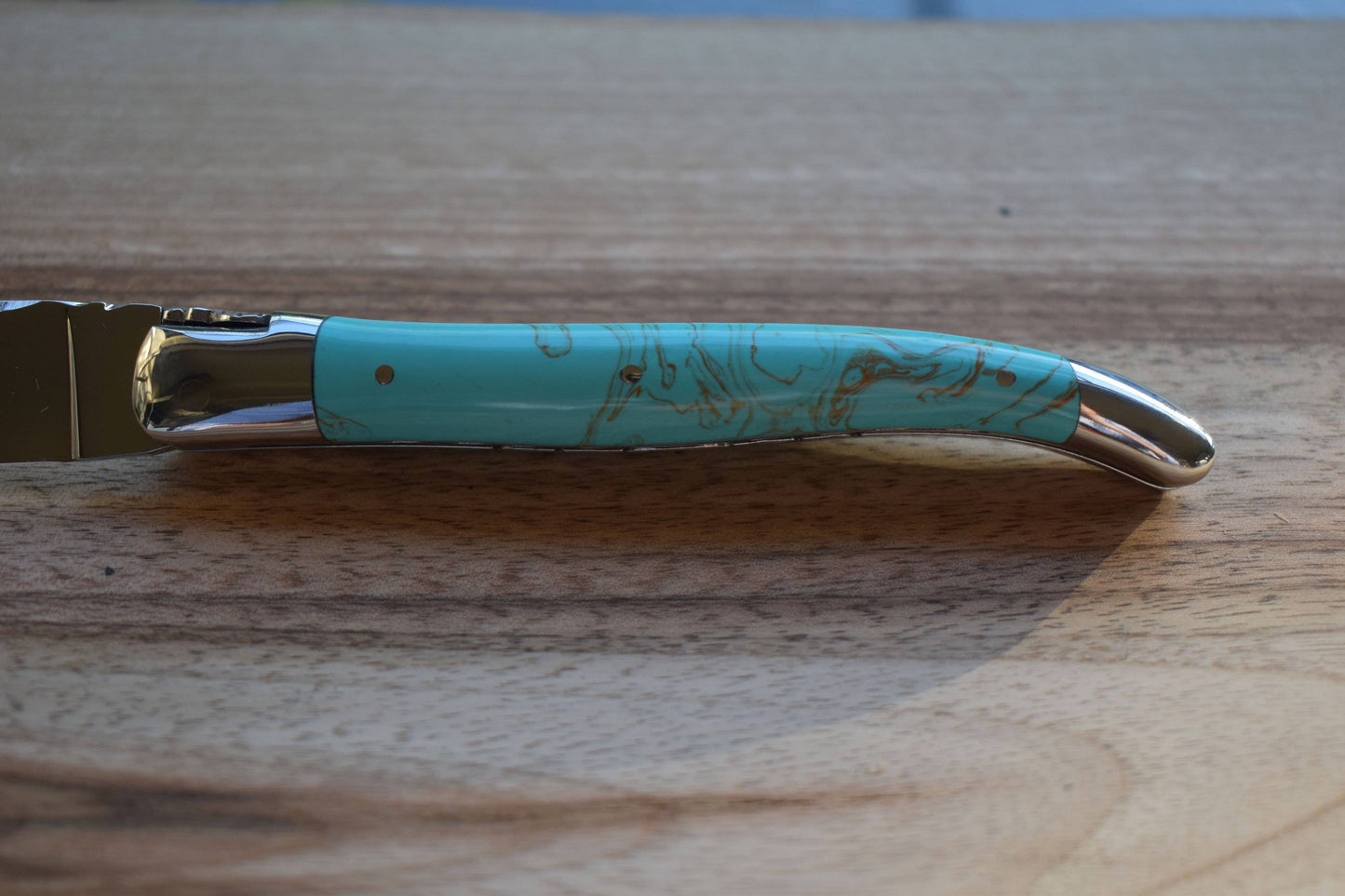 Laguiole en Aubrac Handcrafted Luxury Double Plated Multipurpose Knife with Turquoise Handle, 4.75-inches - LaguioleEnAubracShop