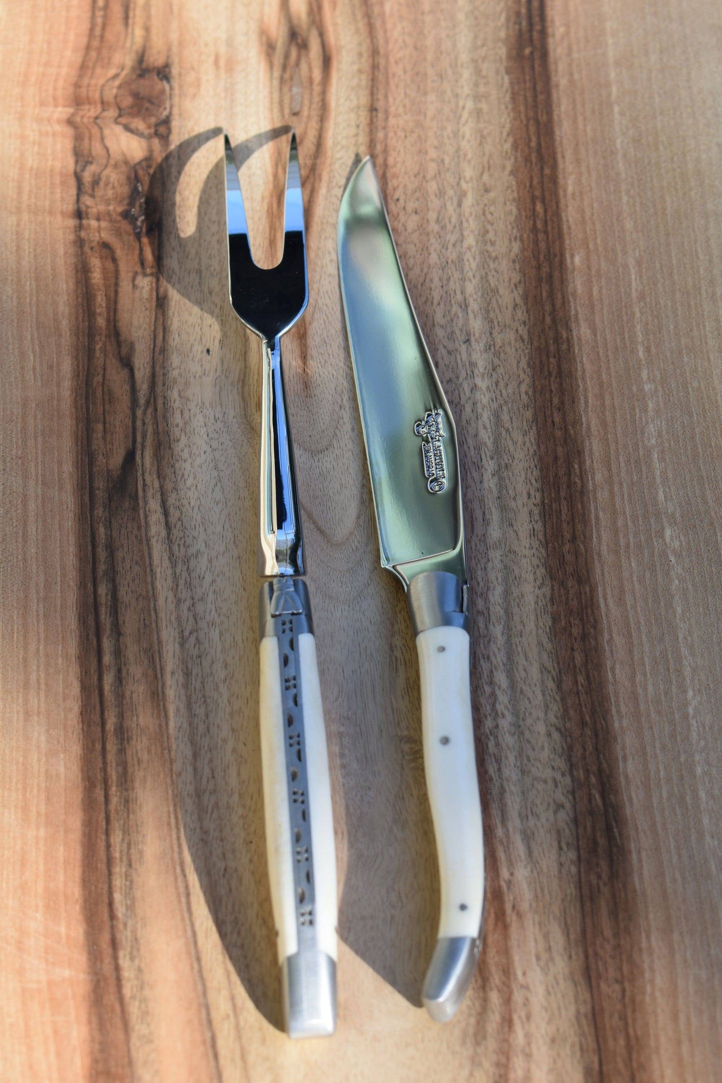 Laguiole en Aubrac Handcrafted Carving Set with Bone Handle - LaguioleEnAubracShop