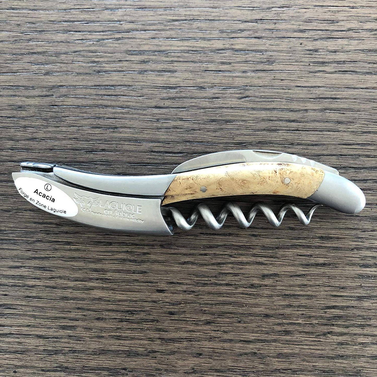 Laguiole En Aubrac Sommelier Waiter's Corkscrew with Acacia Wood Handle - LaguioleEnAubracShop